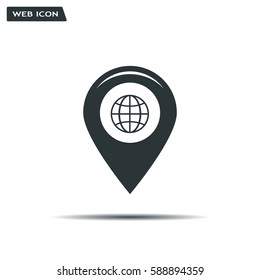 Map pointer flat icon, vector illustration. Flat design style