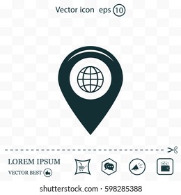 Map pointer flat icon, vector illustration. Flat design style