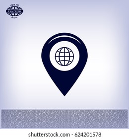 Map pointer flat icon, vector illustration. Flat design style