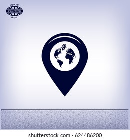 Map pointer flat icon, vector illustration. Flat design style