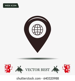 Map pointer flat icon, vector illustration. Flat design style