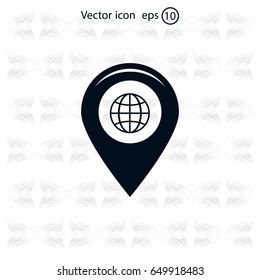 Map pointer flat icon, vector illustration. Flat design style
