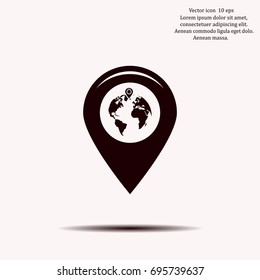 Map pointer flat icon, vector illustration. Flat design style