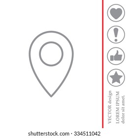 Map pointer flat line icon, vector illustration. Flat design style