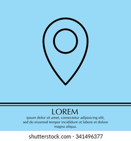 Map pointer flat line icon, vector illustration. Flat design style