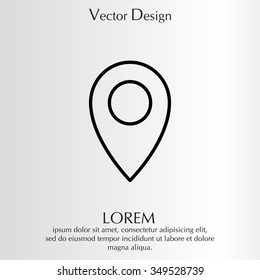Map pointer flat line icon, vector illustration. Flat design style