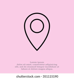 Map pointer flat line icon, vector illustration. Flat design style