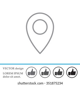 Map pointer flat line icon, vector illustration. Flat design style