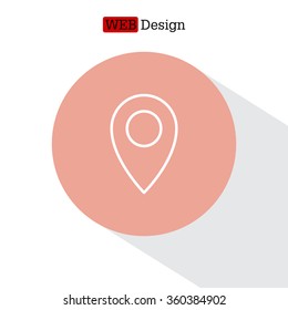 Map pointer flat line icon, vector illustration. Flat design style