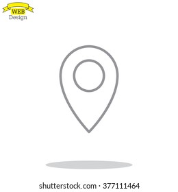 Map pointer flat line icon, vector illustration. Flat design style