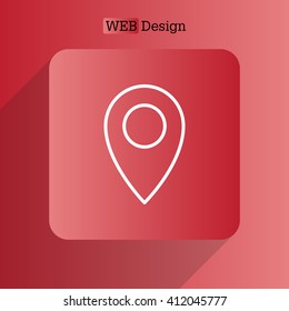 Map pointer flat line icon, vector illustration. Flat design style