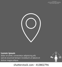 Map pointer flat line icon, vector illustration. Flat design style