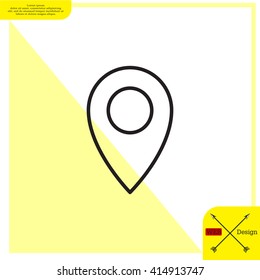Map pointer flat line icon, vector illustration. Flat design style