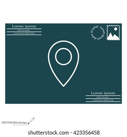 Map pointer flat line icon, vector illustration. Flat design style