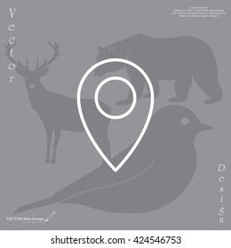 Map pointer flat line icon, vector illustration. Flat design style