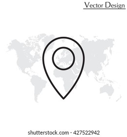 Map pointer flat line icon, vector illustration. Flat design style