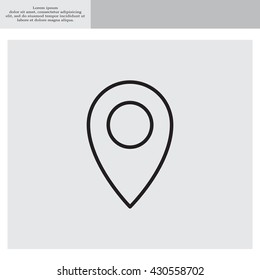Map pointer flat line icon, vector illustration. Flat design style