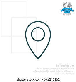 Map pointer flat line icon