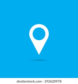 Map pointer flat single icon on blue background - Vector