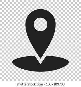 Map pointer in flat style. Gps navigation mark illustration on isolated transparent background. Pointer destination concept.