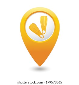 Map pointer with flippers icon. Vector illustration