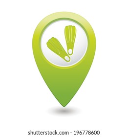 Map pointer with flippers icon. Vector illustration