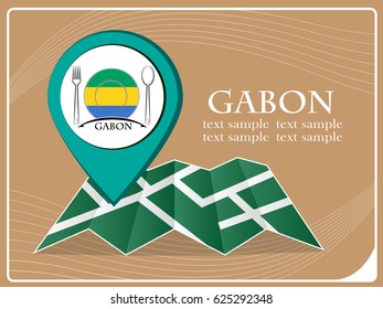 map with pointer food Gabon, vector illustration.