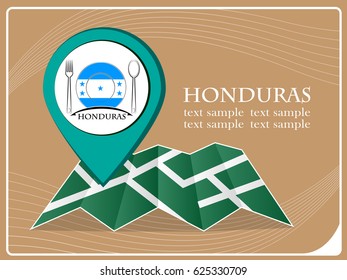 map with pointer food Honduras, vector illustration.