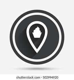Map pointer food sign icon. Marker symbol.