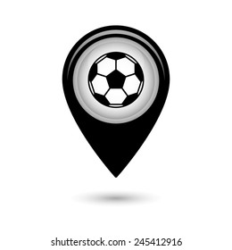 Map pointer with football ball  icon