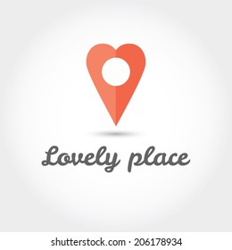 Map pointer in the form of heart icon. Vector illustration. Stylish design elements or icons on white background. Vector modern illustration in flat style.