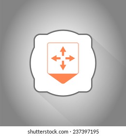 Map pointer - four arrows. Sign all directions. Flat Design Style