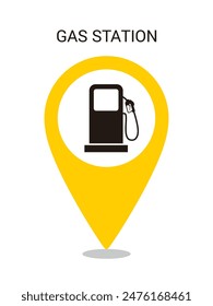 Map Pointer for Gas (Fuel) Station, vector stock isolated on white background, eps