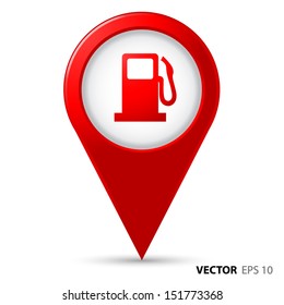 Map pointer with gas station icon