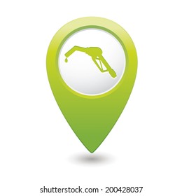 Map pointer with gas station icon. Vector illustration