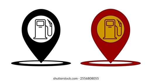 Map pointer with gas station icon. Vector illustration