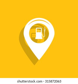 Map pointer with gas station icon. Vector illustration.