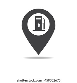 Map pointer with gas station icon