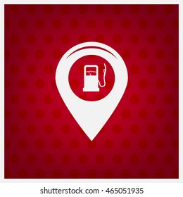Map pointer with gas station icon. Vector illustration.