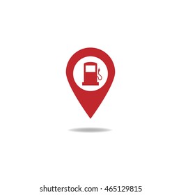 Map pointer with gas station icon