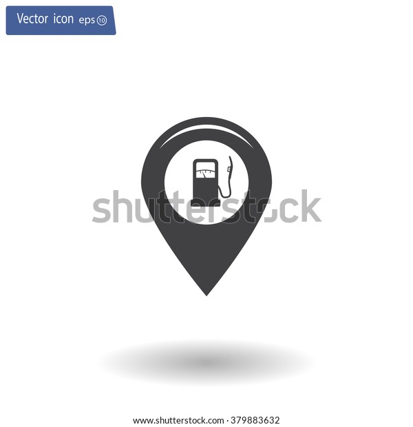 Map
pointer with gas station icon. Vector
illustration.