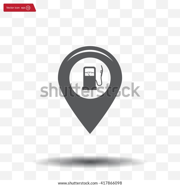 Map\
pointer with gas station icon. Vector\
illustration.