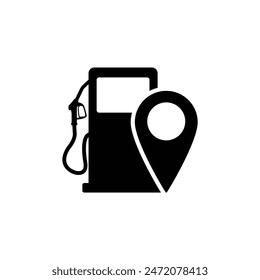 Map pointer with gas station sign