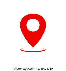 Map pointer, geo pin, location icon or geolocation, gps, on isolated white background. EPS 10 vector.