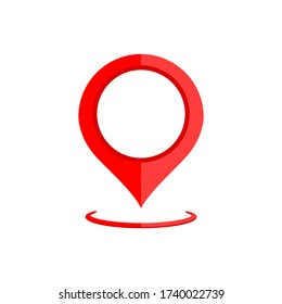 Map pointer, geo pin, location icon or geolocation, gps, on isolated white background. EPS 10 vector