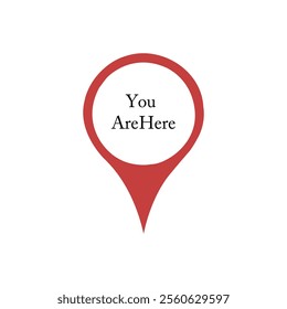 Map pointer, geo pin, location icon or geolocation, gps on isolated white background. You are here.