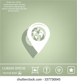 Map pointer globe icon, vector illustration. 