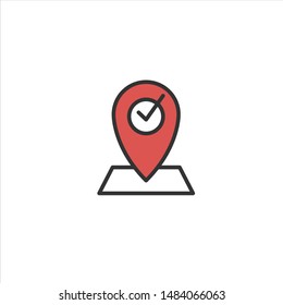 Map pointer glyph icon. Location GPS sign minimalistic design. EPS vector illustration. Navigation system sign isolated on white. 