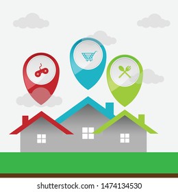 Map pointer GPS application user interface directional vector image design illustratin