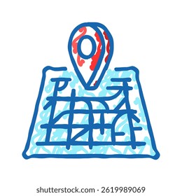 map pointer gps doodle icon sketch vector. map pointer gps sign. isolated symbol illustration